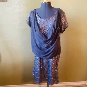 NWT Panitti Grey/Silver Sequin Mini Dress …